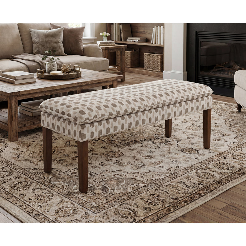 Upholstered Foam Bench, Linen-Brown
