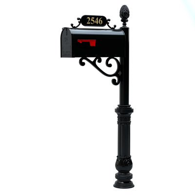 Personalized Mailbox with Post and Number Plate