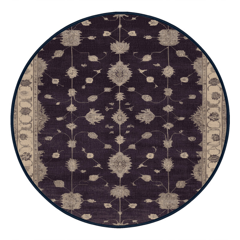 Tapis mauve lavable à la machine, Rond 4 pi
