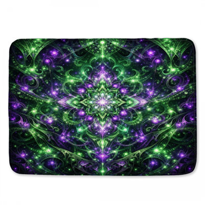 Tapis de bain Mandala vert complexe