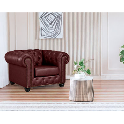 Toddington 48" Wide Tufted Genuine Leather Armchair