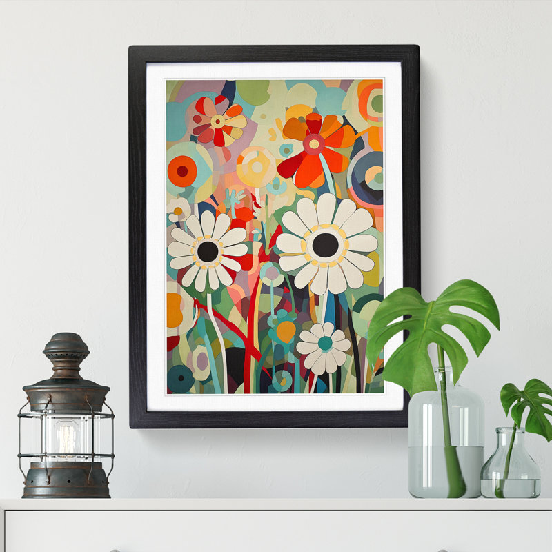FRM-V0523-1657X Orphism Flowers Vol.5 - Picture Frame Print, 46cm H x 34cm W x 2cm D, Black