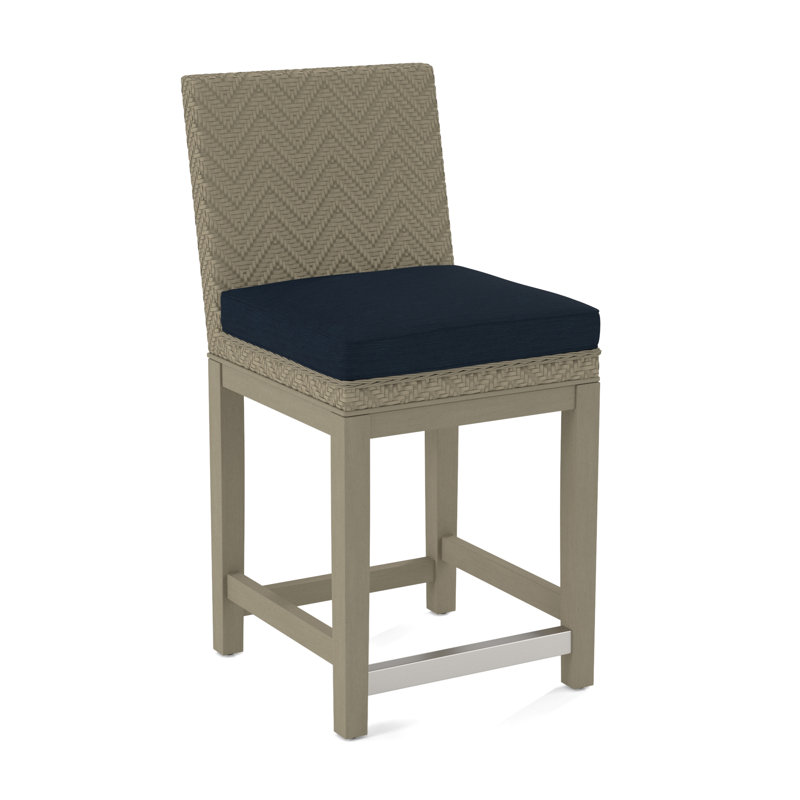 Upholstered Stool, Stone Hearth Finish, Gray Sugar Performance; 0863-84