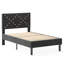 Lit plateforme noir tapissier simple, fabrication en métal et en bois, pieds de support avec embouts en plastique, barres silencieuses à conception silencieuse, capacité de 800 livres, lattes solides pour matelas en mousse à mémoire de forme ou à ressorts, facile