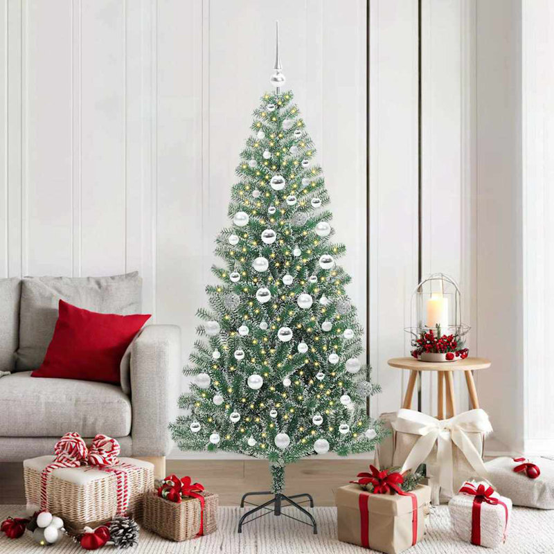 vidaXL Artificial Christmas Tree Snow Flocked with LED Light, 5.91 ft