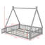 Lit double de style tente Montessori, structure de lit en bois avec garde-corps et lattes-1177831447