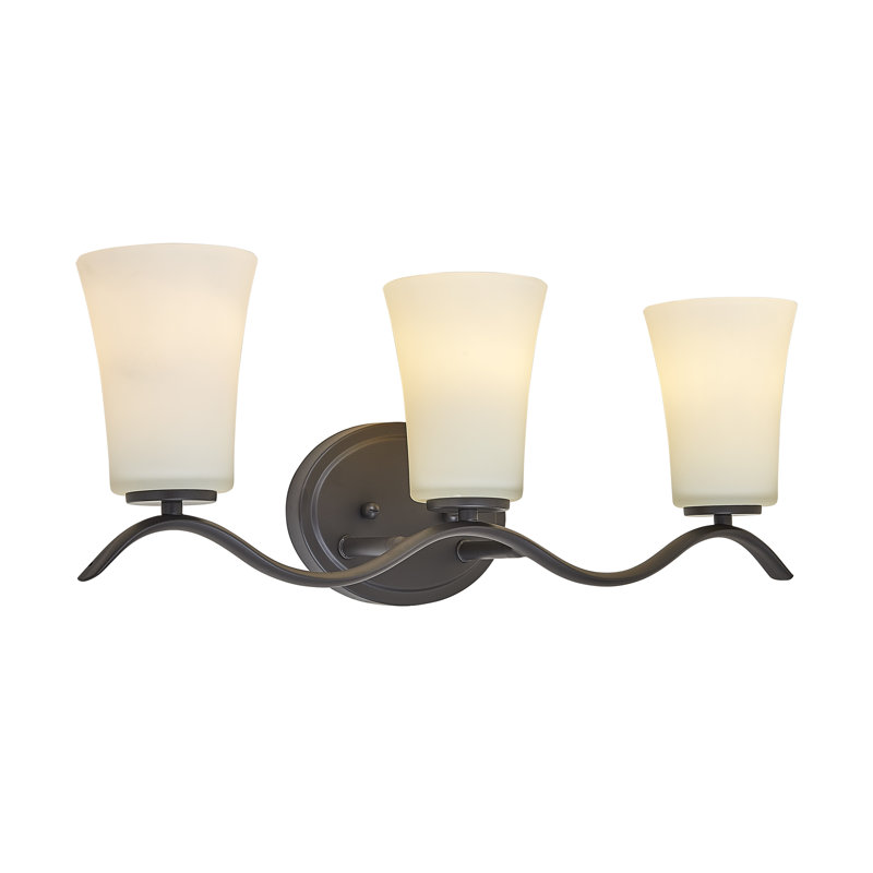 Éclairage pour salle de bain 3 lumières bronze huilé 25,6 po avec abat-jour en verre