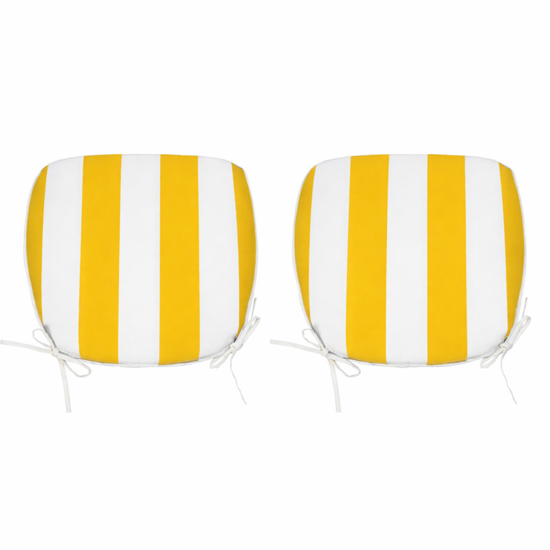 Outdoor Patio Chair Cushions, Yellow Striped, Polyester
