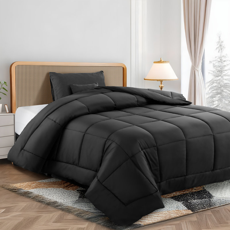 Ensemble d'édredon 5 pièces - Édredon en duvet synthétique toutes saisons avec taies décoratives et jupe de lit - Housse de couette matelassée avec pattes d'angle
