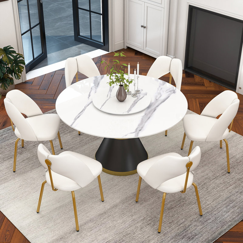 Table de salle à manger Ryding, H 29,5 po x L 53 po x l 53 po, Blanc