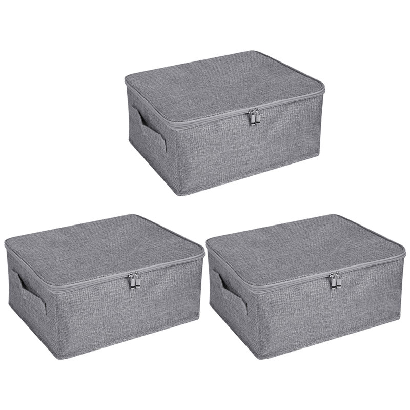 Rebrilliant Fabric Bin, Gray, 6" H x 15" W x 10" D