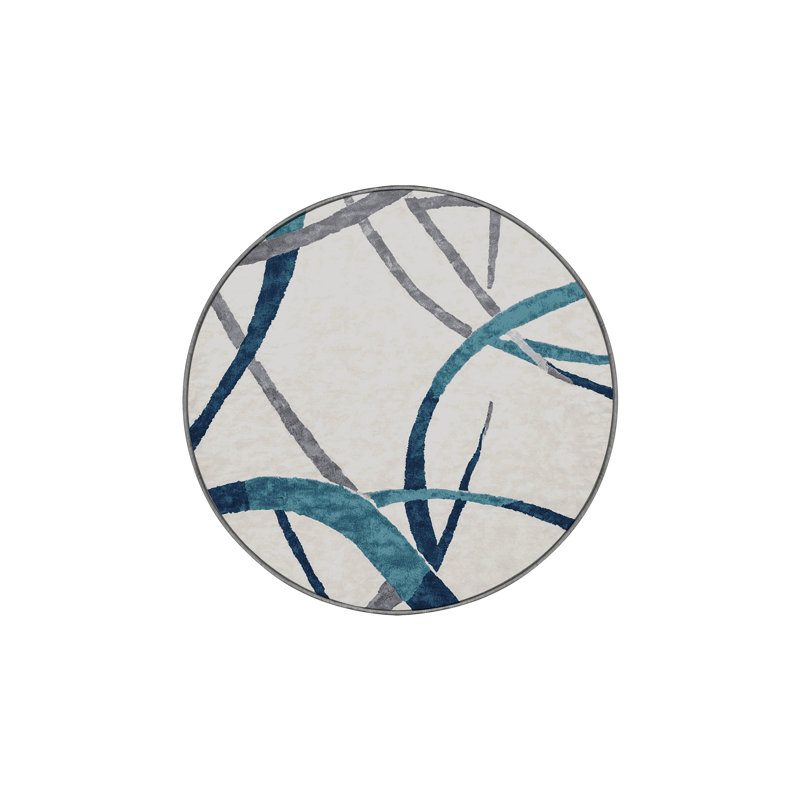 Machine Washable Gray Area Rug, Round 3'