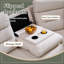 Canapé d'angle en L 4 places de 101,2 pouces avec inclinaison électrique et double console, couleur crème-1594489426-1596840642