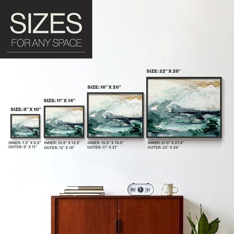 Sea Foam Flow I - Impression encadrée - Restickable, H 22 po x l 28 po, Noir, noir, noir, noir