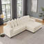 Canapé modulaire en L Corduroy avec coussins et repose-pieds-1804937494