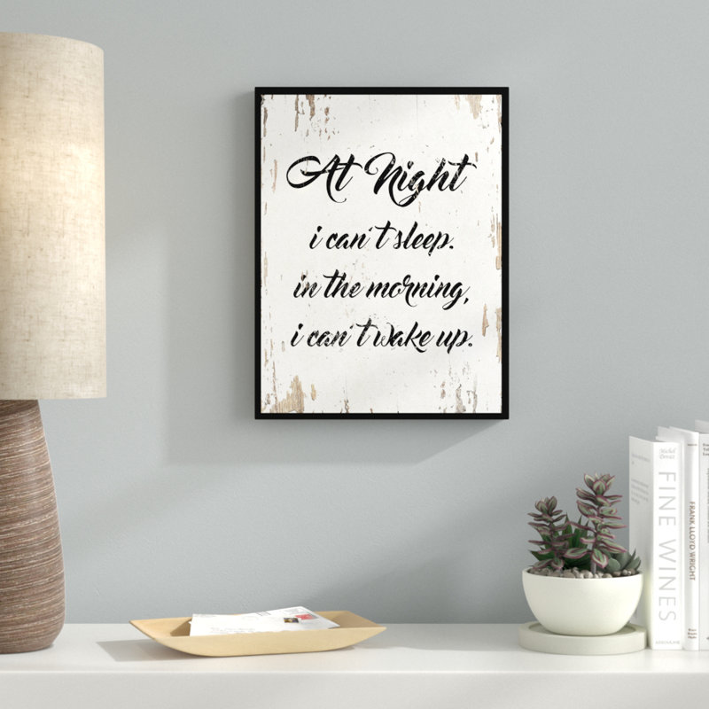 At Night I Can Sleep in The Morning I Can Wake Up - Art textuel sur toile encadré, H 37 po x l 28 po