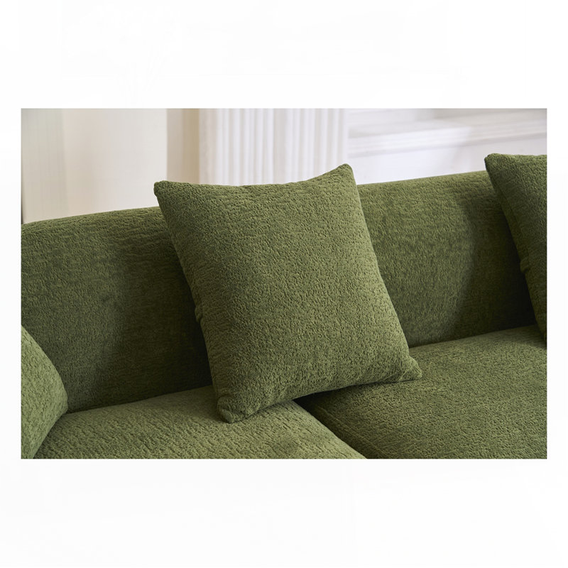 Canapé avec 4 coussins, Chenille vert antique