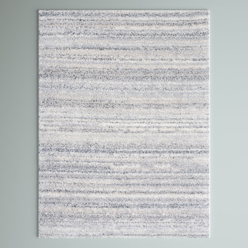 Tapis gris / ivoire à motif abstrait Mena, Rectangle 9 pi x 12 pi