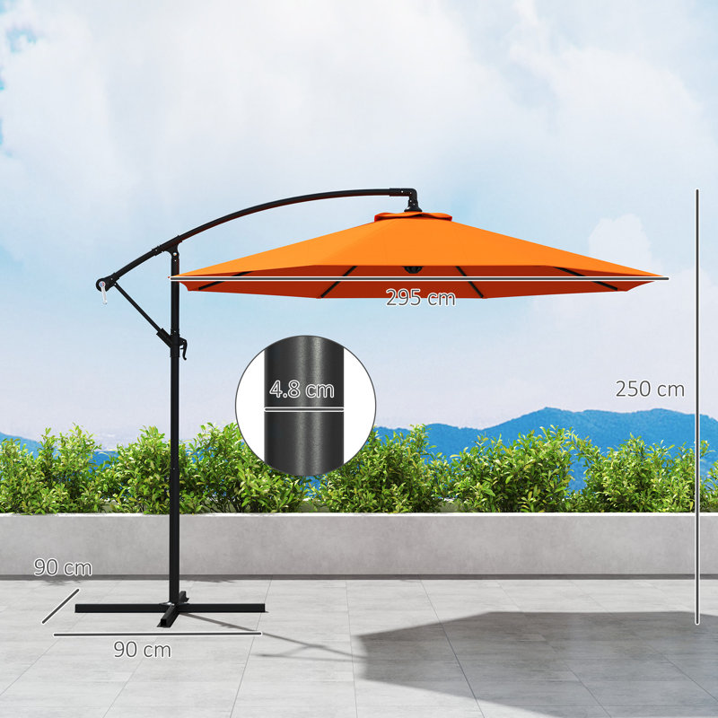 295cm Cantilever Parasol, 250cm H x 295cm W x 295cm D, Black