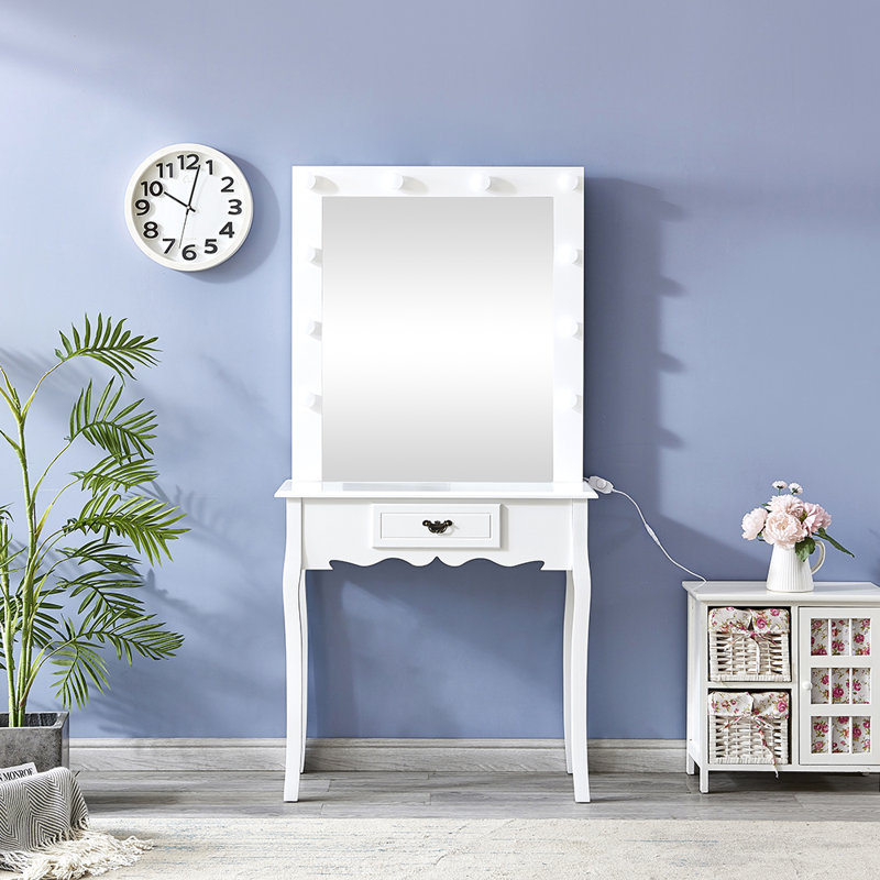 Cronk Dressing Table with Mirror, White