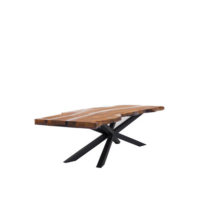 Solid Wood Top Metal Base Dining Table