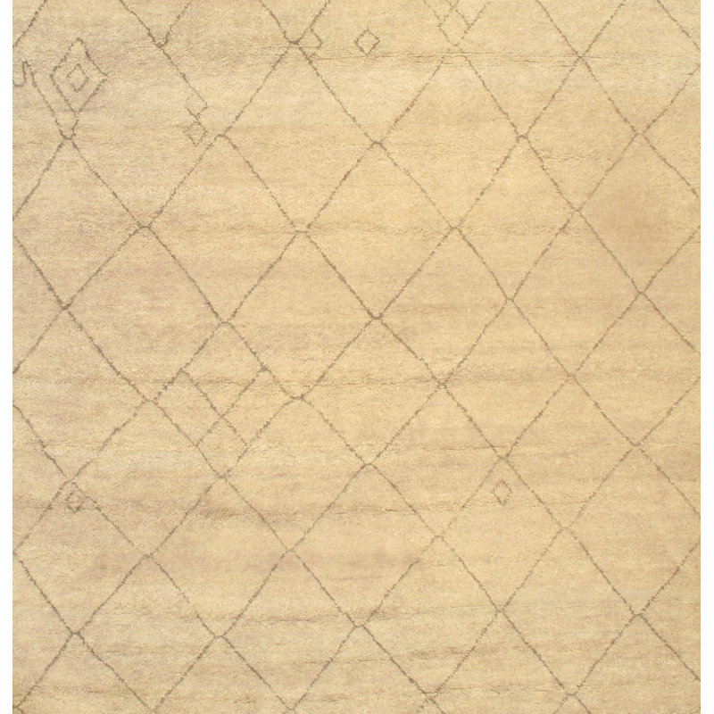 Moroccan Wool Geometric Area Rug in Ivory
