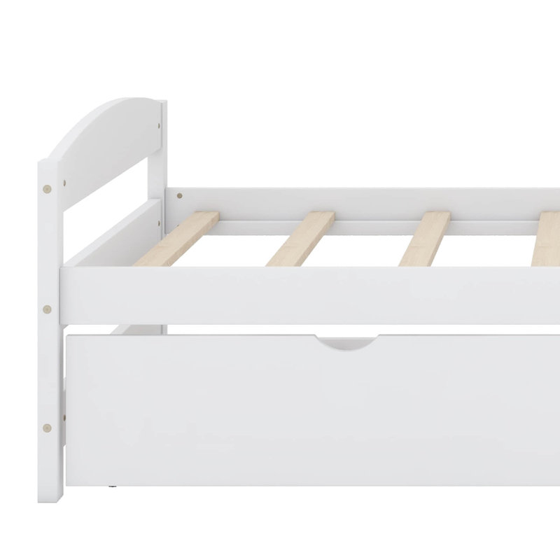 Twin Platform Bed with Trundle, White