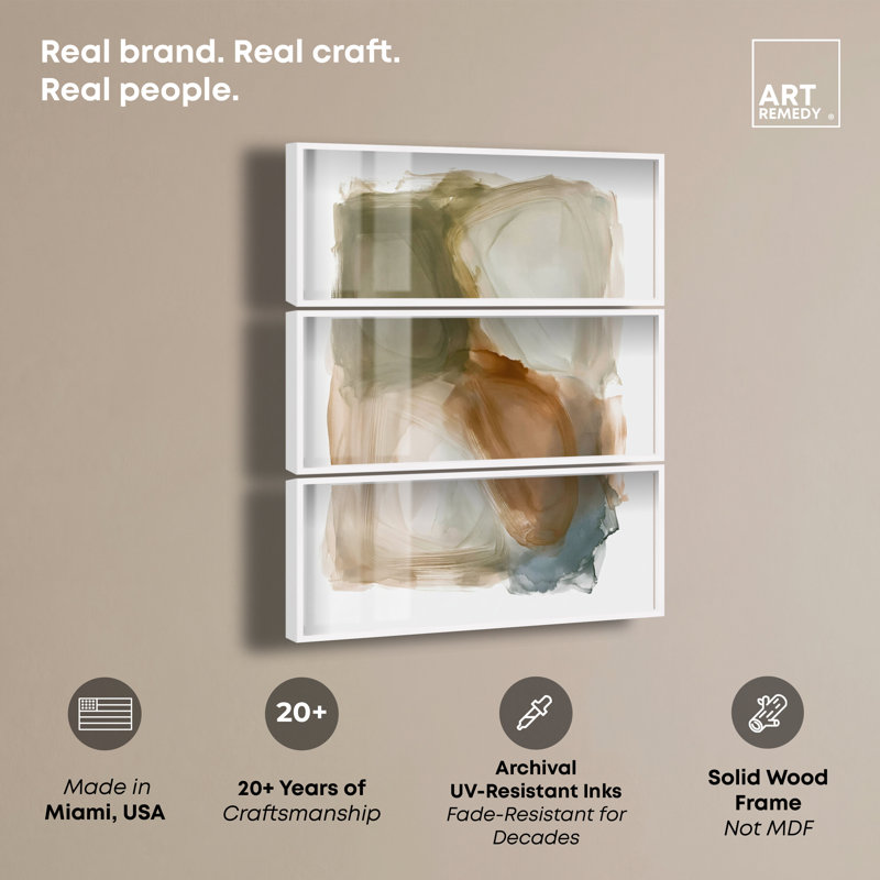 Ensemble de 3 décorations murales Faded Tones II par Art Remedy, ensemble de 3, Cadre blanc