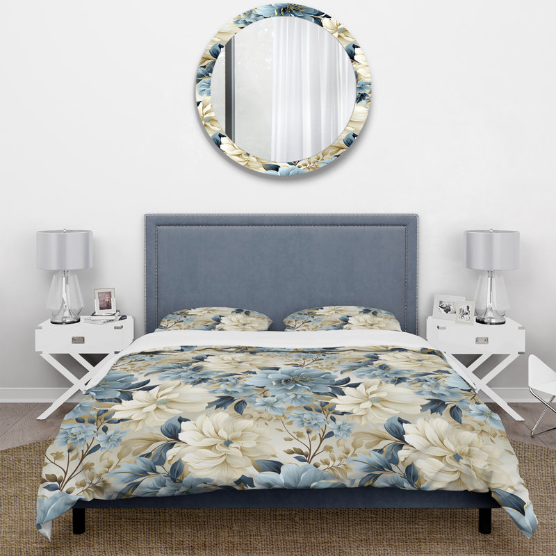 Literie contemporaine à motif victorien Flourish III, Housse de couette simple + 1 taie décorative stan