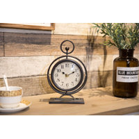Small Vintage Metal Desk Clock, Decorative Table Clock for Living Room  Decor, Silent Mantel Clock Farmhouse Shelf Decor Battery Operated, 9.5  Black