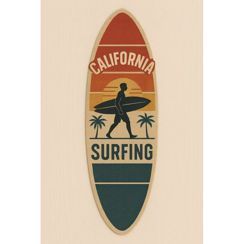 Tapis ovale California Surfing Retro Sunset