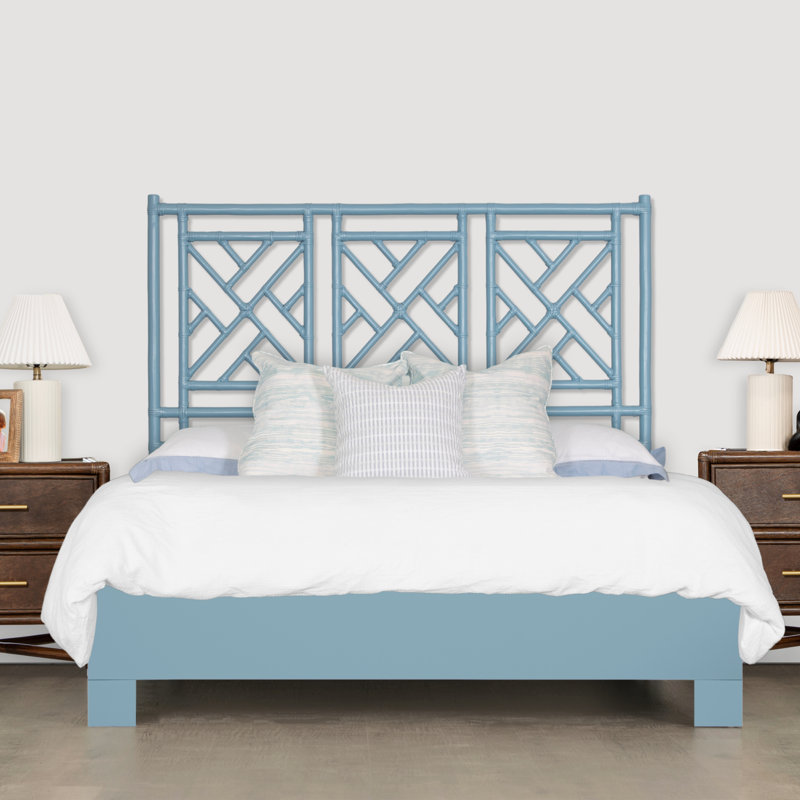 Tête de lit Chippendale à cadre ouvert, Turquoise, Lit double