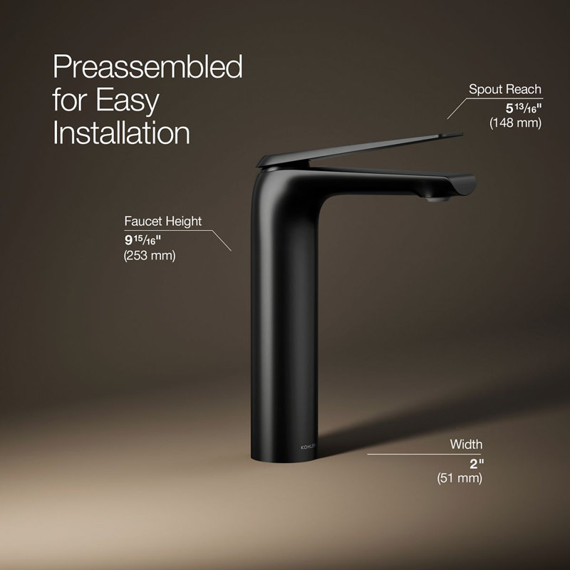 Avid Single Handle Bathroom Sink Faucet, Matte Black