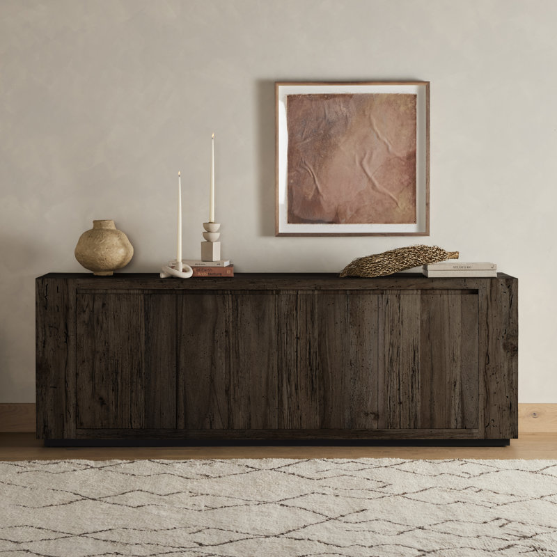 Abaso 94.5'' W Sideboard, Ebony Rustic Wormwood Oak