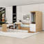 Lit plateforme double avec 6 tiroirs, tablettes et coiffeuse-1219064467