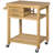 Bamboo Kitchen Island Cart On Wheels, Utility Trolley Cart With 2 Storage Drawers And Open Shelves, Bamboo Tone