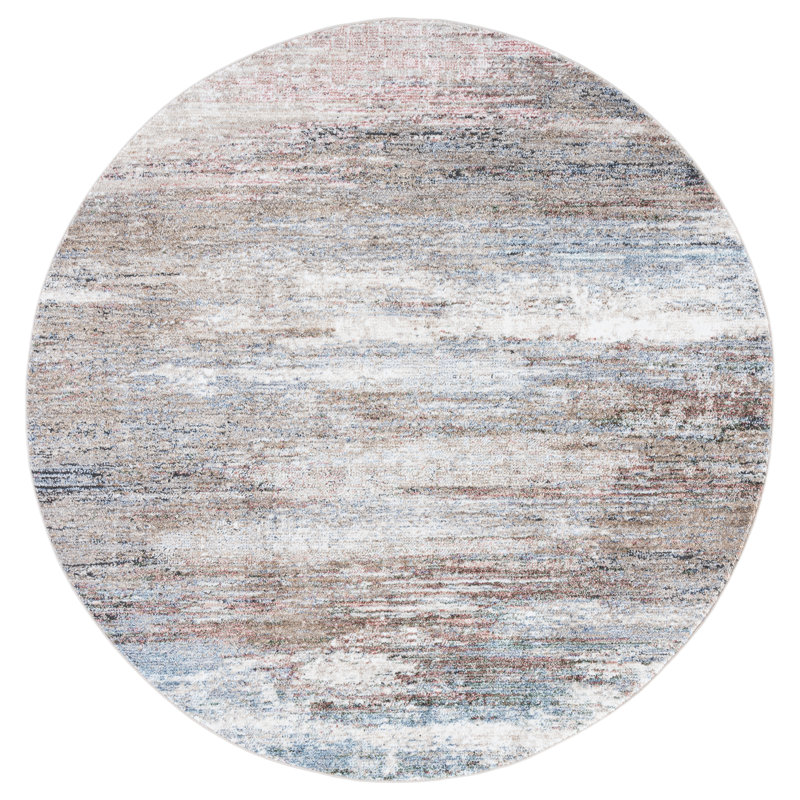 Idhika Performance Abstract Rug, Round 5'3"