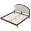 Base de lit tapissier grand format avec tête de lit en lin, bois massif, système de lattes en bois sans sommier-131199059