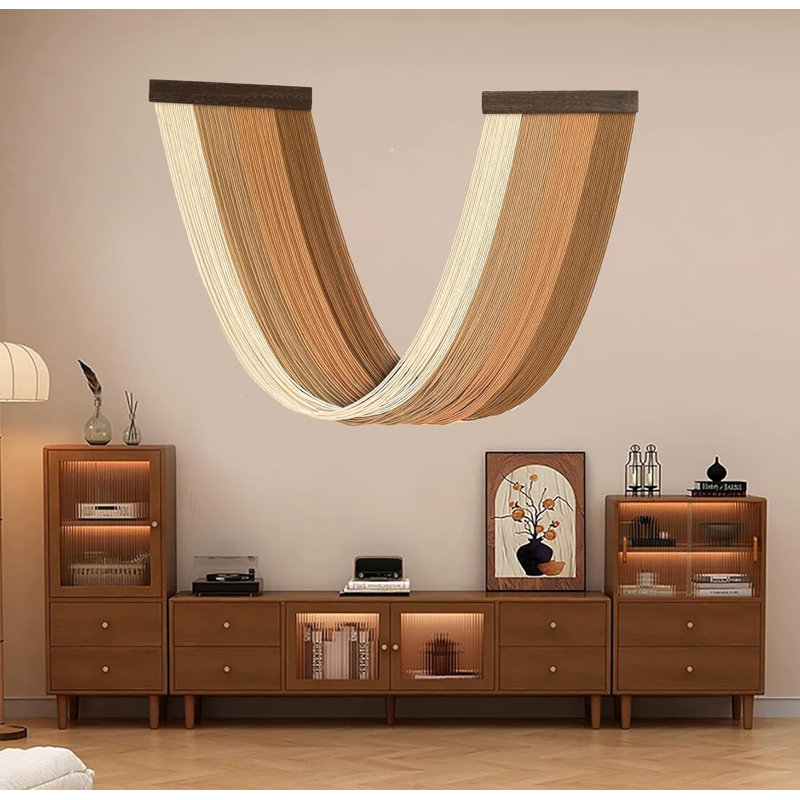 Grande tapisserie décorative en macramé tissée à la main avec fil de couleur dégradé et dégradé de couleur de macramé décorative en macramé tapisserie décorative boho pour chambre à coucher salon tête de lit au-dessus du lit (brun)