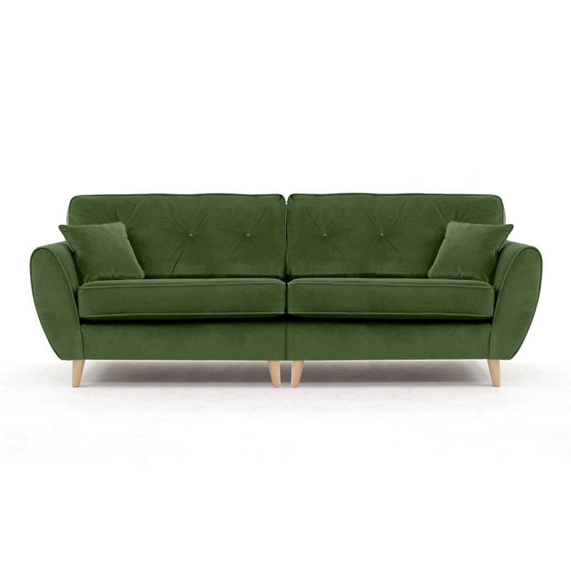 Rafe 4 Seater Velvet Sofa, Grass Green Velvet