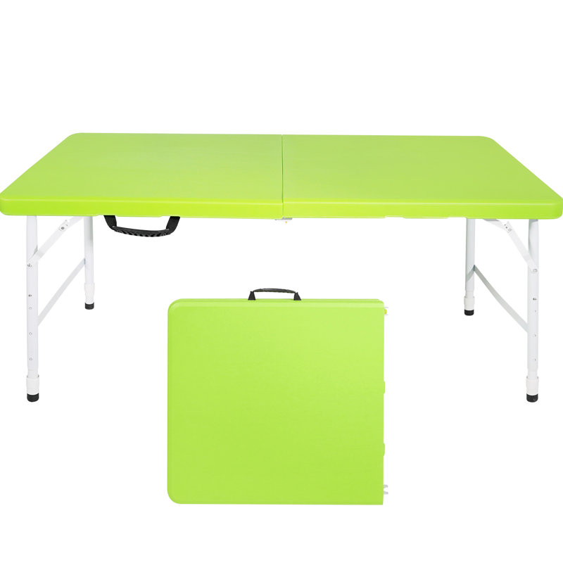 Table pliable de 4 pi pour le camping en plein air, poids maximal de 135 kg, portatif avec prise fixe, surface de bureau imperméable et lisse, structure triangulaire stable, fabrication en acier