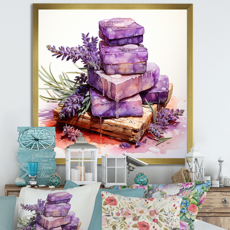 Mauve lavande Batjhroom II - art mural lavande, Cadre photo blanc, H 30 po x l 30 po x P 1,5 po