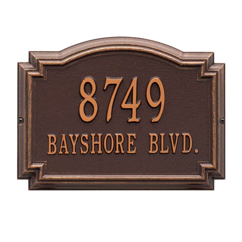 Plaque d'adresse sur 2 lignes Williamsburg, Cuivre antique, Oui