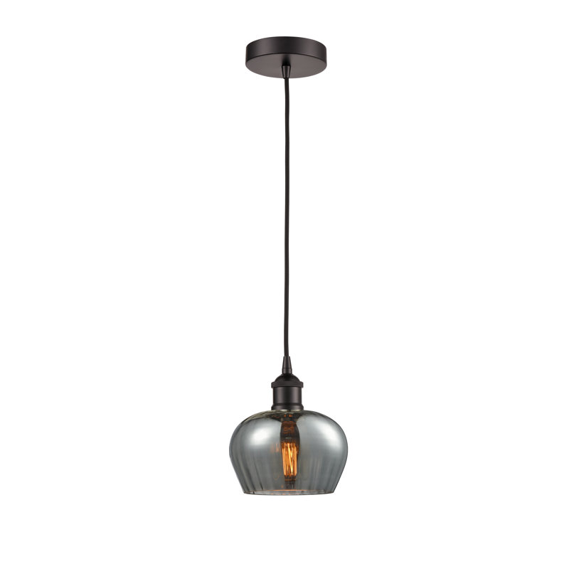 Luminaire suspendu simple à 1 lumière Noille, Brun, Bronze huilé, H 8,5 po x l 6,5 po x P 6,5 po