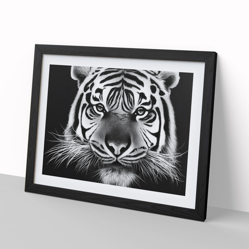 Monochrome Tiger Vol.2 - Framed Print, Black Framed, 46cm H x 64cm W x 2cm D