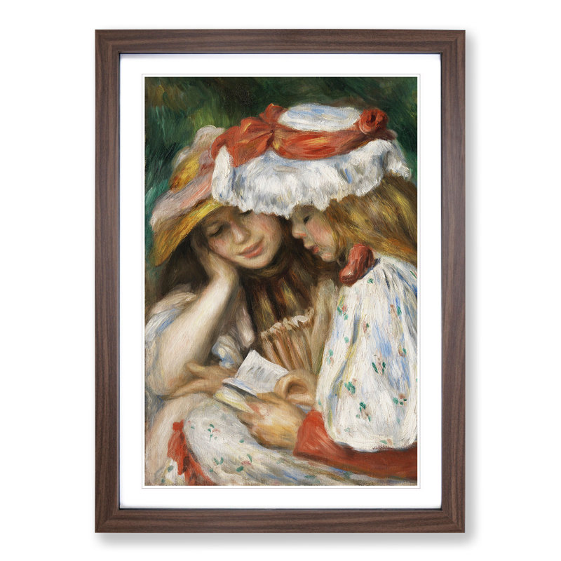 Reading by Pierre-Auguste Renoir - Picture Frame Painting, Walnut, 90cm H x 65cm W x 2cm D