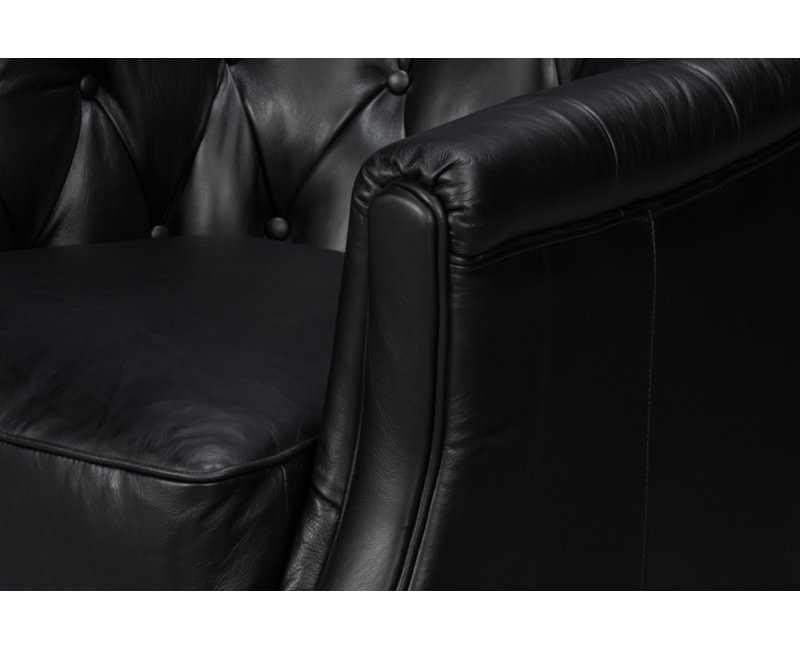 Coolidge Swivel Club Chair, Onyx Black Genuine Leather