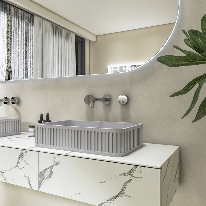 Topcraft 20.5'' Concrete Rectangular Bathroom Vessel Sink, Modern Countertop Basin