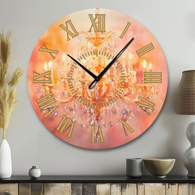 Lustre scintillant en cristal - Grande horloge murale glamour en métal