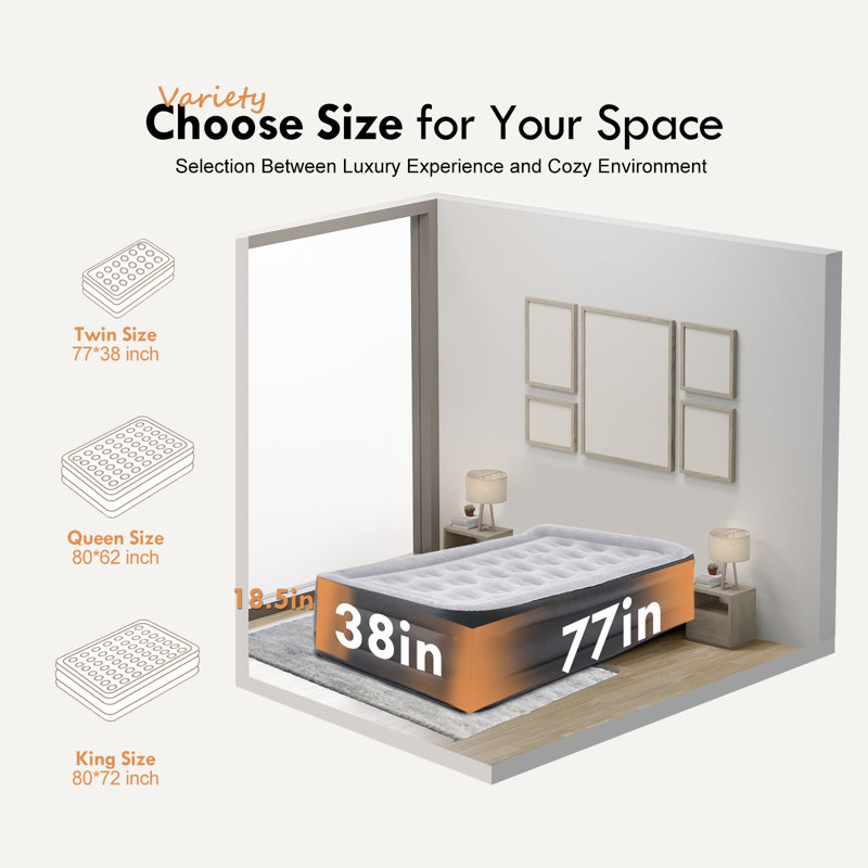 Matelas gonflable Montegut avec pompe CA intégrée, Lit simple
